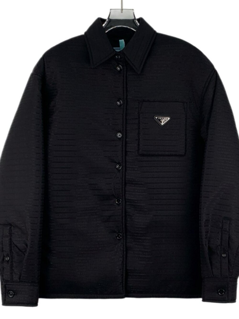 J30659 Prada black logo triangle lapel long-sleeved jacket size 38 brand new